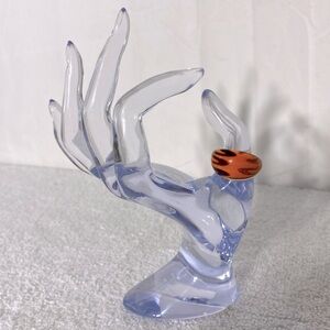 Vintage Art Glass Handmade Orange Burgundy & Gold Glitter Band Ring